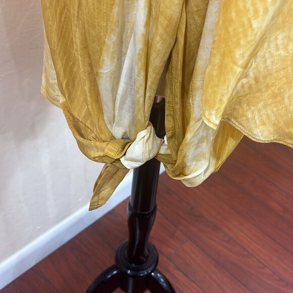 NEW! Soft Surroundings Yellow Scoop Neck Tunic ~ Side Ties ~ M - Picture 7 of 12